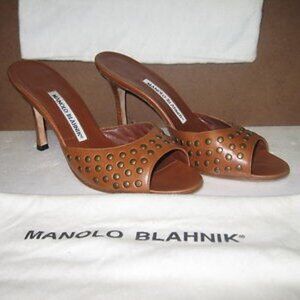 Manolo Blahnik Brown Open Toe Heel Sandals